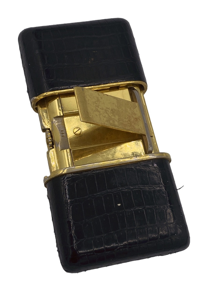 Réveil de voyage Movado « Giant » Ermeto Pullman 8 jours AS 895, révisé et fonctionnel-photo-2