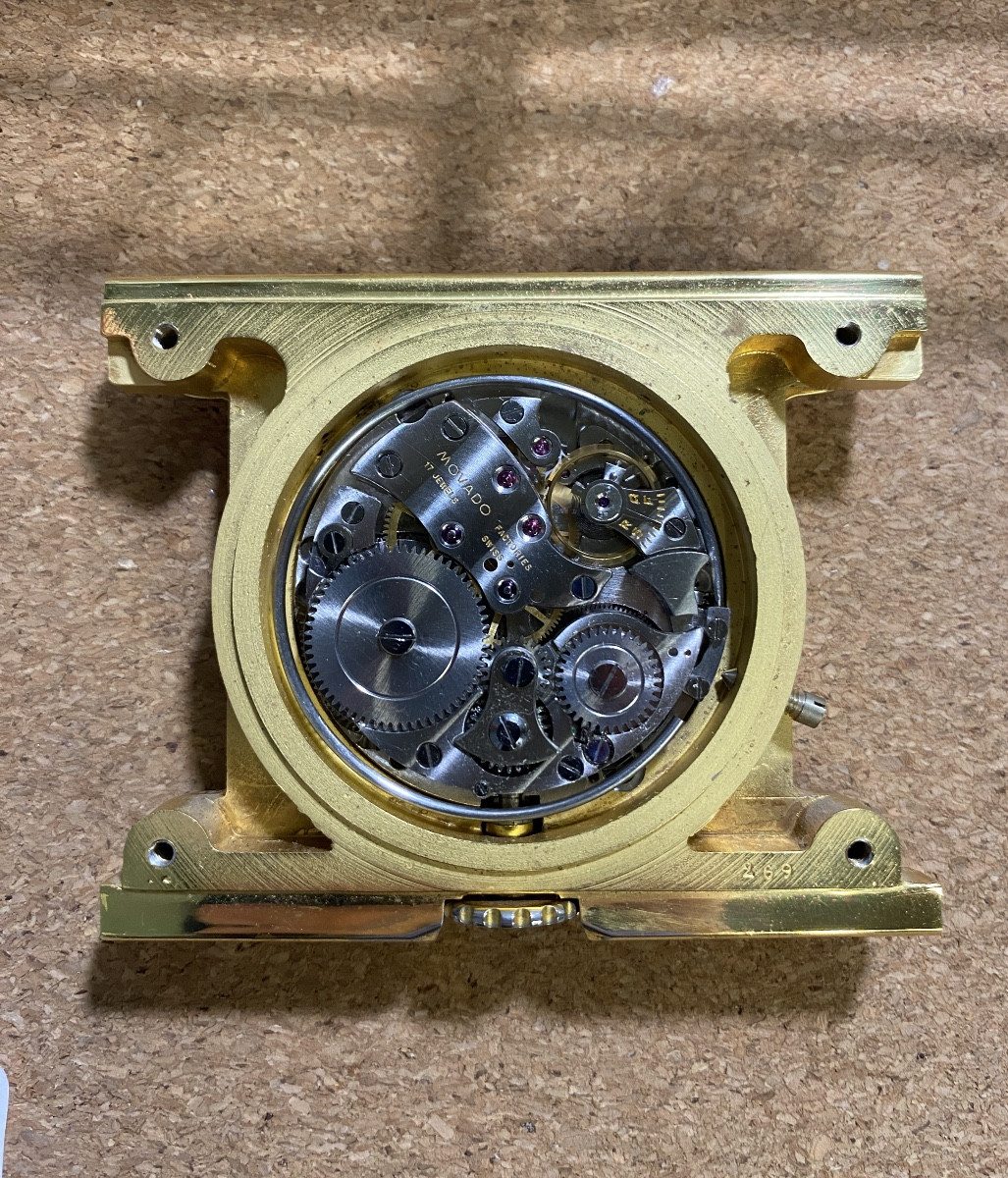 Réveil de voyage Movado « Giant » Ermeto Pullman 8 jours AS 895, révisé et fonctionnel-photo-5