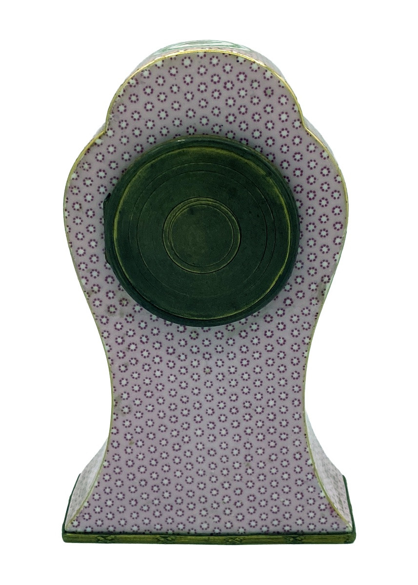 Horloge en porcelaine française Camille Naudot Paris Décor floral Remontage par clé-photo-4