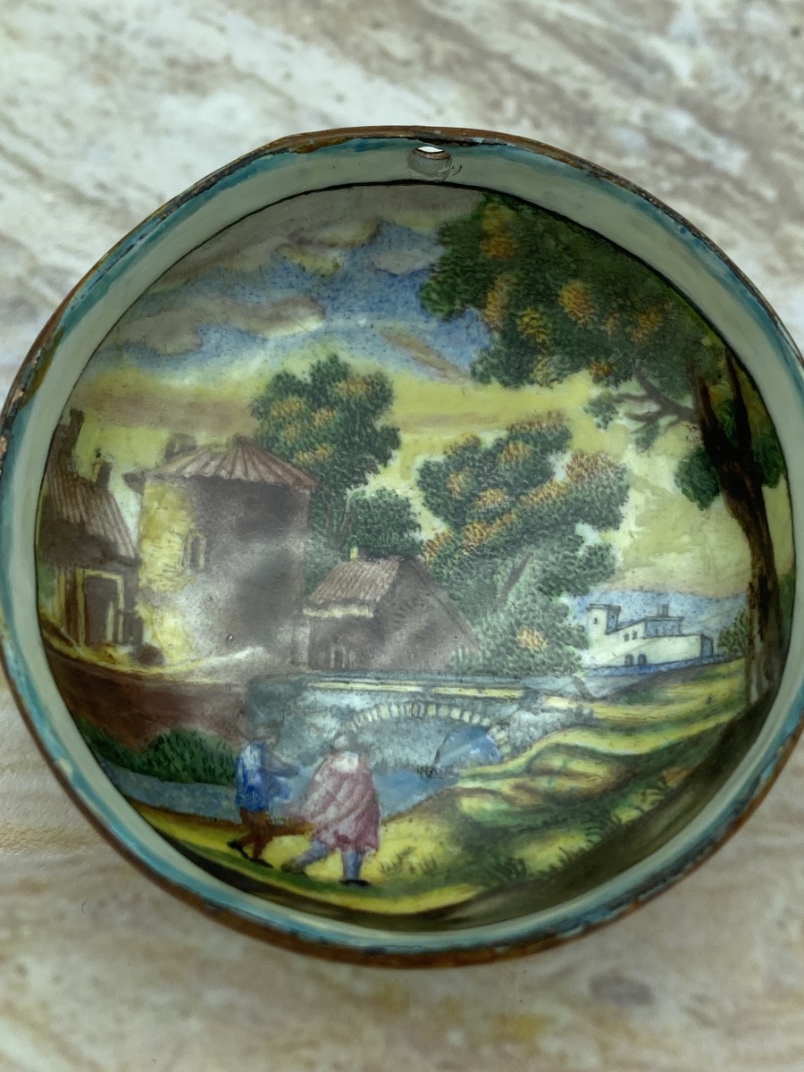 Médaillon en émail polychrome pour montre de poitrine, fin du XVIIe siècle-photo-3