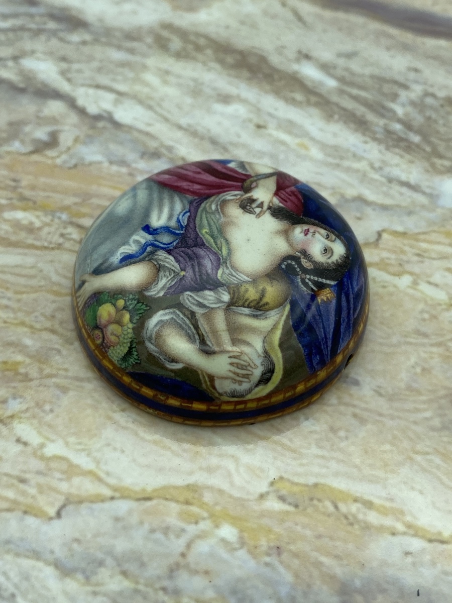 Médaillon en émail polychrome pour montre de poitrine, fin du XVIIe siècle-photo-1