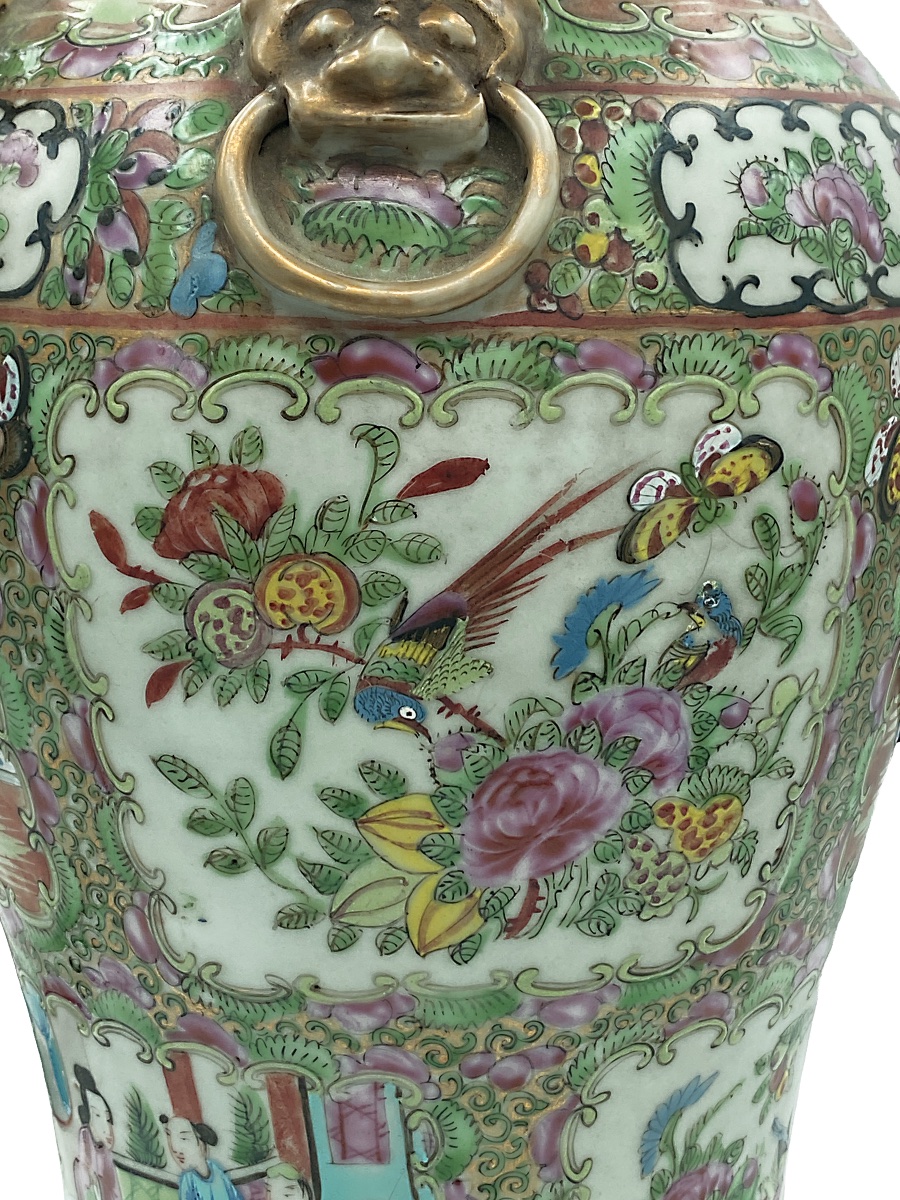 French Clock In A Canton Famille Rose Porcelain Vase, Late 19th Century-photo-4