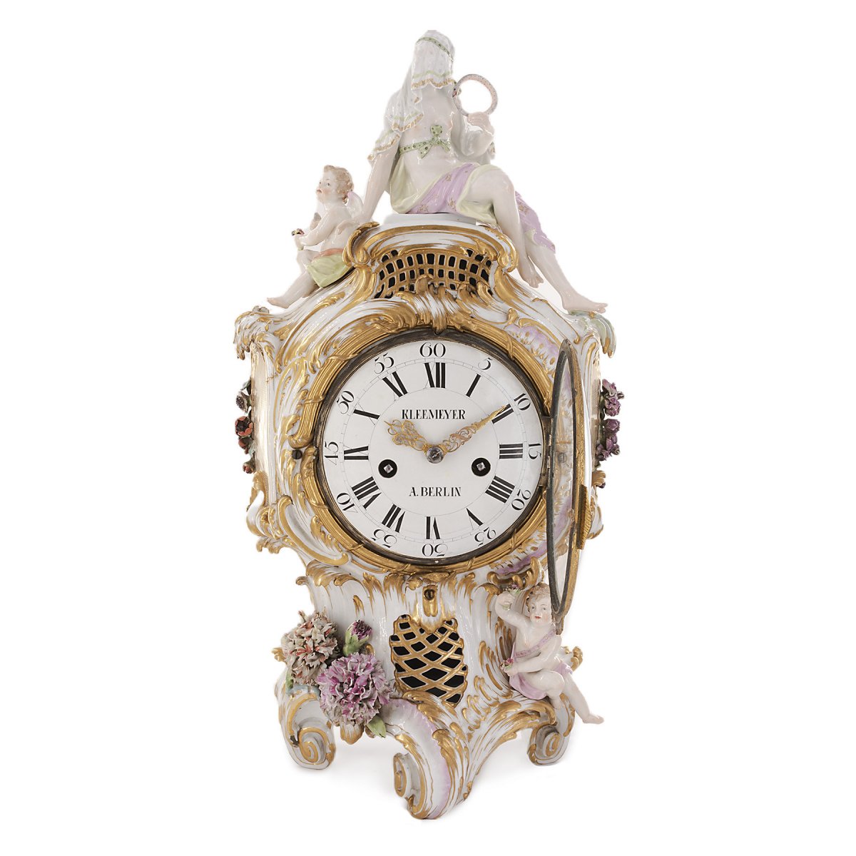 Pendule Allemande En Porcelaine, Signée Kleemeyer-photo-2