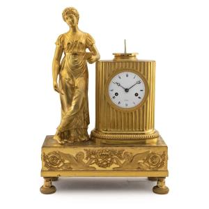 French Pendule Clock In Gilded Bronze, “la Lettre” Signed Dubue