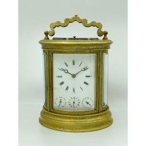 Rare Oval Carriage Clock With Calendars, Petite & Grande Sonnerie And Alarm, 19th Century