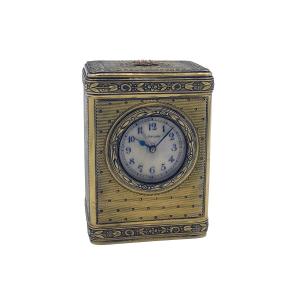 French Mignon Carriage Clock Keller Paris Gilt Silver Rothschild Monogram