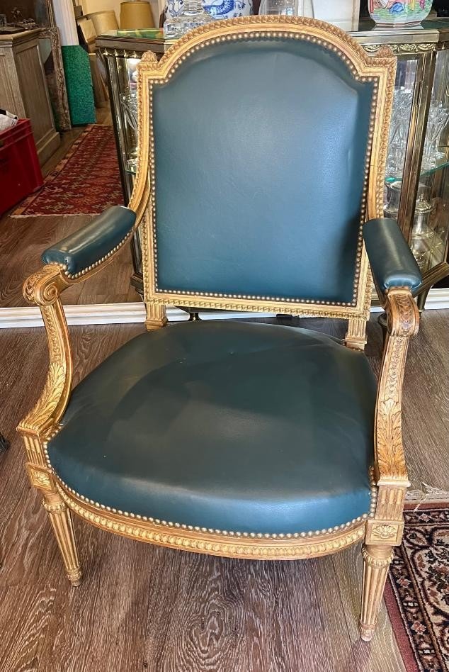 Pair Of Golden Wood Armchairs-photo-4