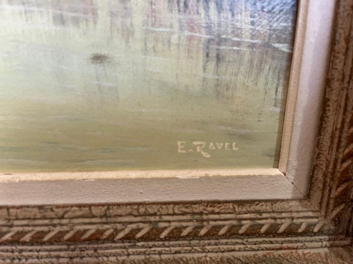 Grande Huile Sur Toile Edouard Ravel ( 1847-1920 )-photo-3
