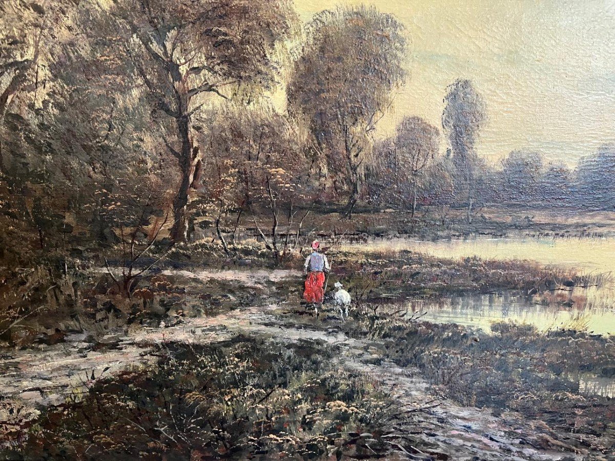 Grande Huile Sur Toile Edouard Ravel ( 1847-1920 )-photo-4