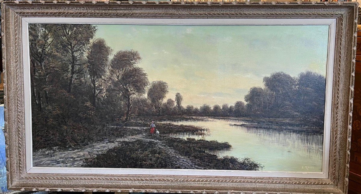 Grande Huile Sur Toile Edouard Ravel ( 1847-1920 )