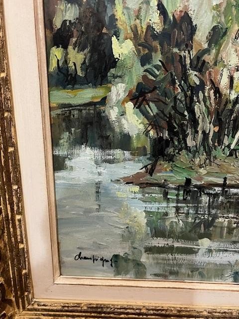 Oil On Cardboard (champigny Sur Marne) Lp Robert Lavoine-photo-2