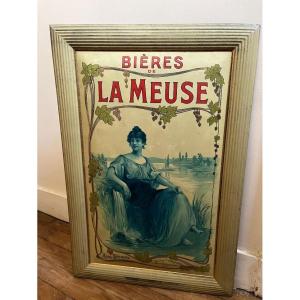 Old Lithographed Sheet Metal Beer Of The Meuse