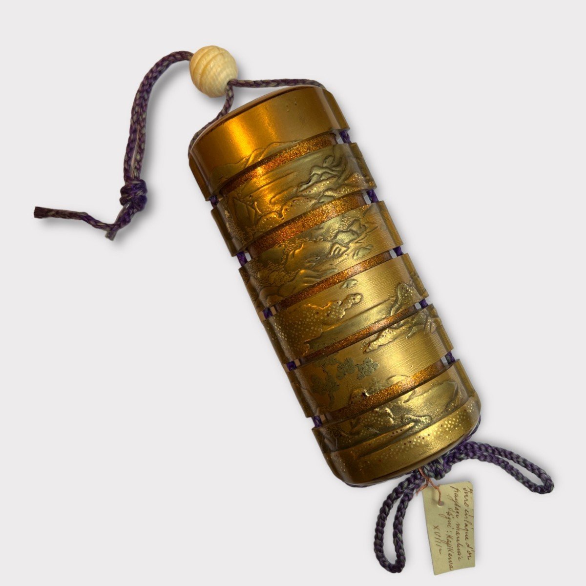  Gold Lacquer Inro , Signed Kajikawa, Edo Period Late 18th-photo-3