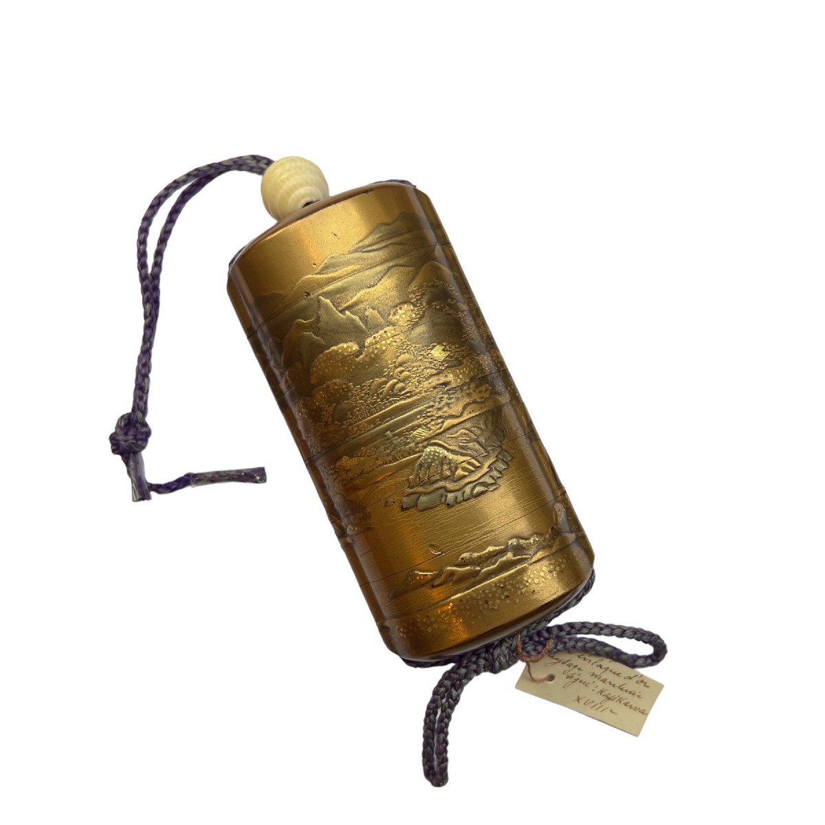  Gold Lacquer Inro , Signed Kajikawa, Edo Period Late 18th