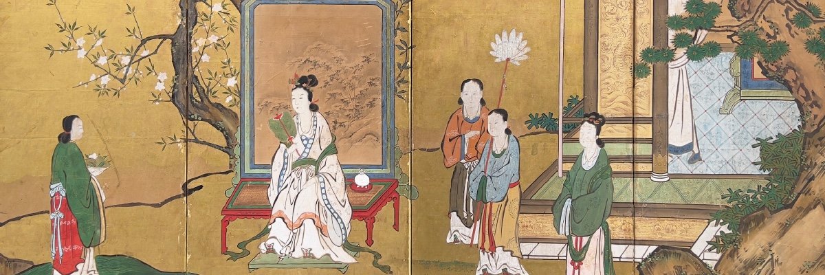 Paravent - La Reine Mère De L’ouest, Japon, école De Kano, époque Edo 18e Siècle-photo-2