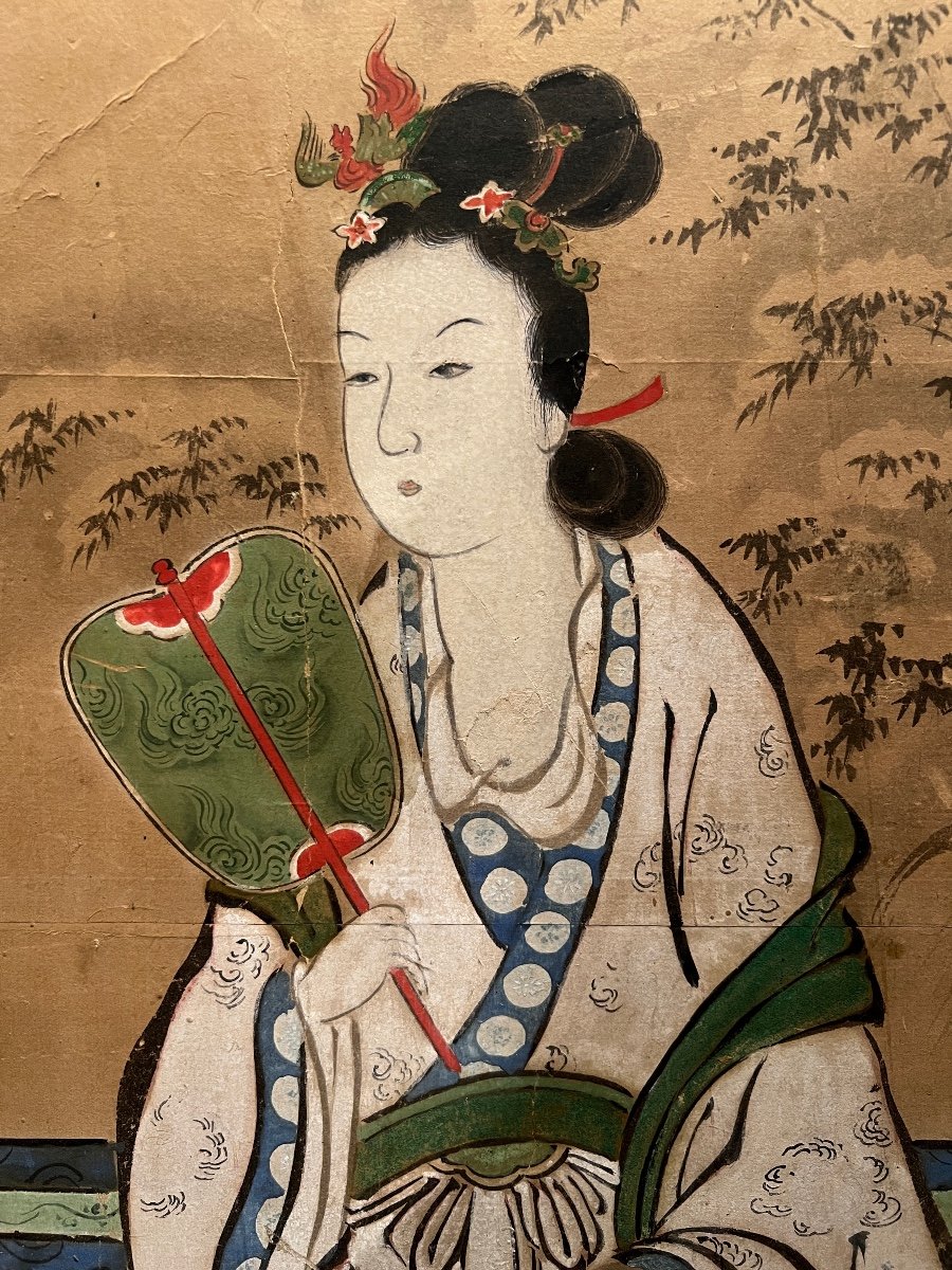 Paravent - La Reine Mère De L’ouest, Japon, école De Kano, époque Edo 18e Siècle-photo-3