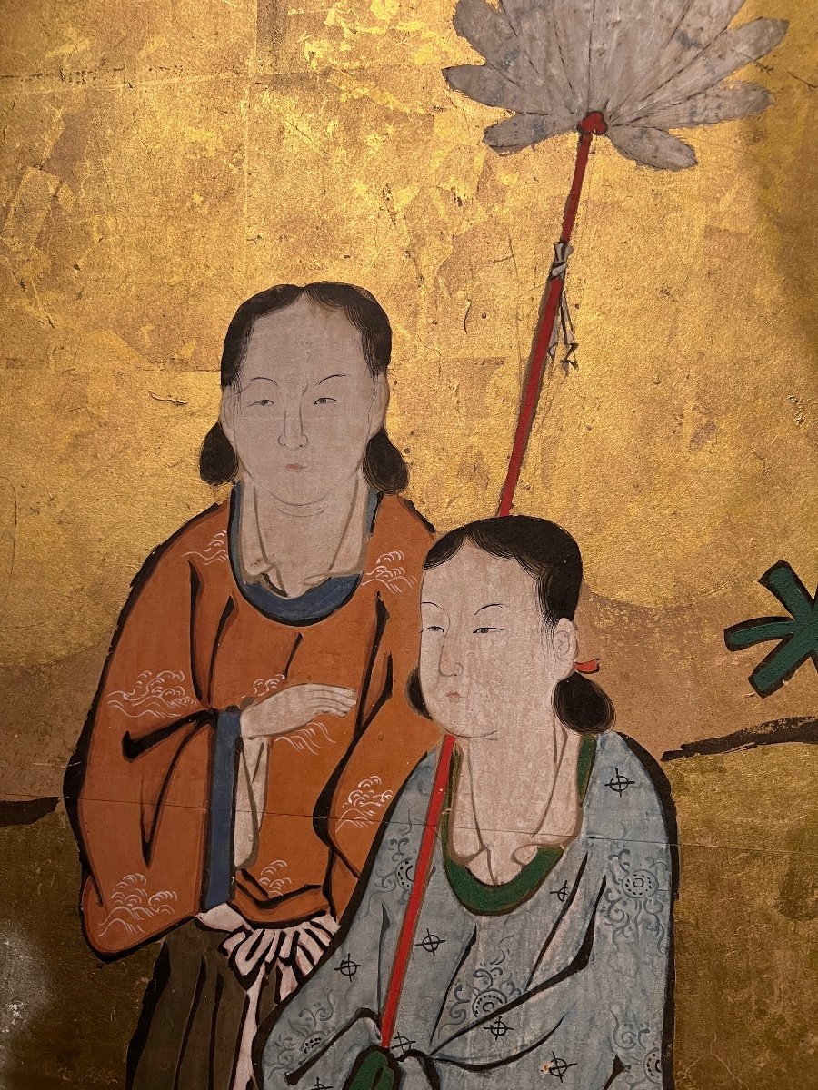 Paravent - La Reine Mère De L’ouest, Japon, école De Kano, époque Edo 18e Siècle-photo-4