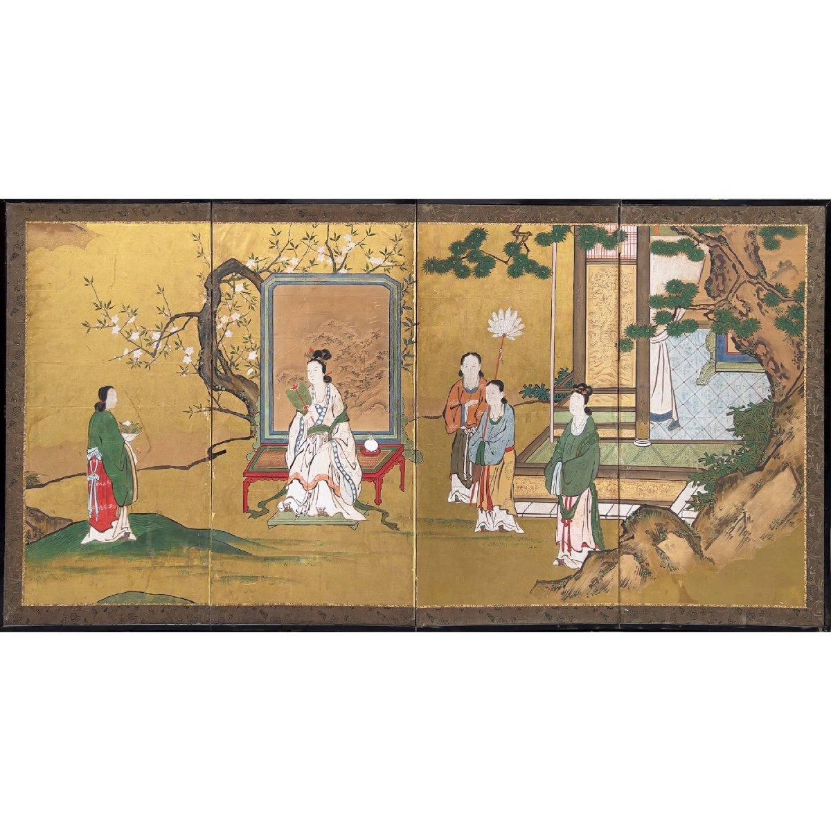 Paravent - La Reine Mère De L’ouest, Japon, école De Kano, époque Edo 18e Siècle