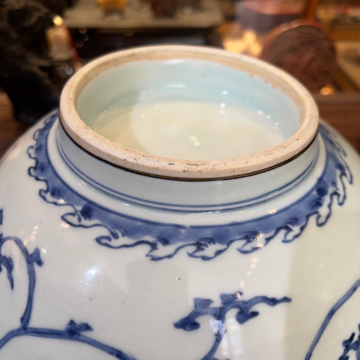 Grand Bol En Porcelaine Japonaise Bleu Blanc, Japon, Arita, Edo Period, Fin Du 18ème Siècle.-photo-4