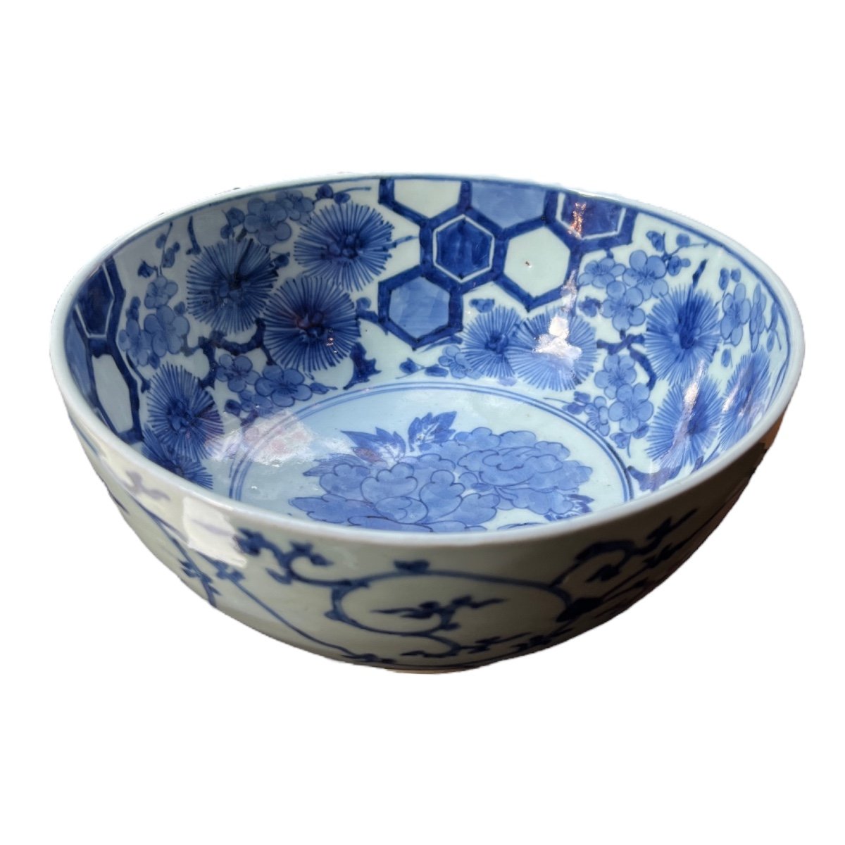 Grand Bol En Porcelaine Japonaise Bleu Blanc, Japon, Arita, Edo Period, Fin Du 18ème Siècle.