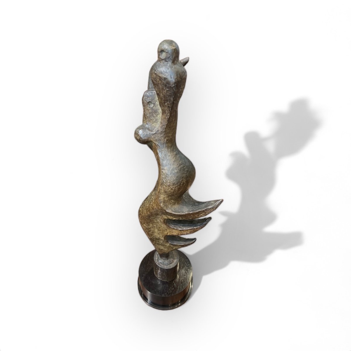 Mikio Yamauchi (1907-1975) "chanter Dans La Brise Printanière" Bronze  Japon 1961-photo-3