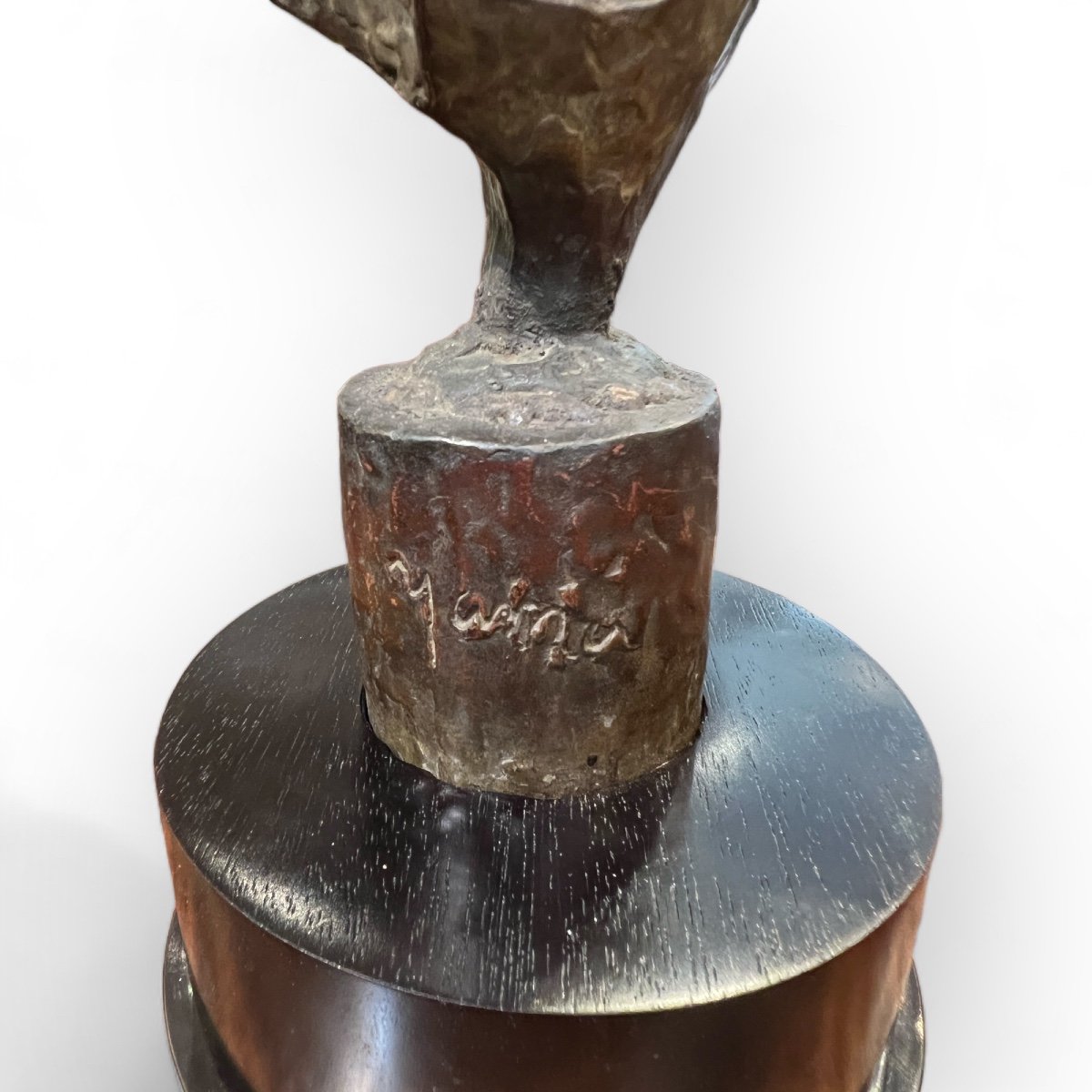 Mikio Yamauchi (1907-1975) "chanter Dans La Brise Printanière" Bronze  Japon 1961-photo-1