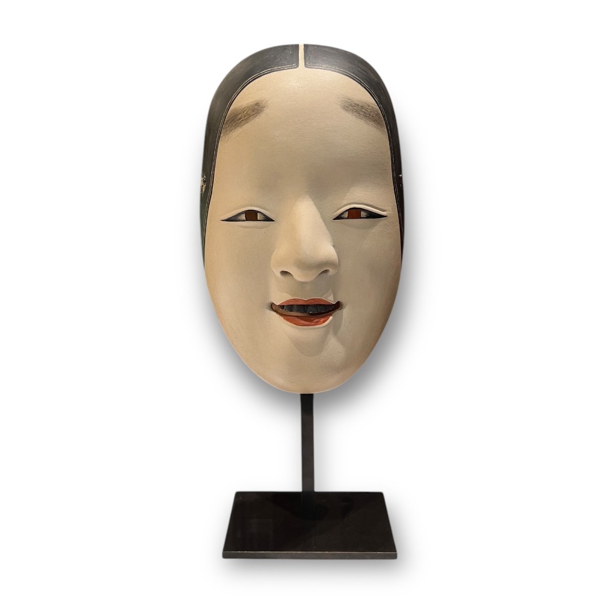 Masque Japonais Du Théâtre Noh Représentant Ko-omote, Japon, 19ème Siècle.-photo-2