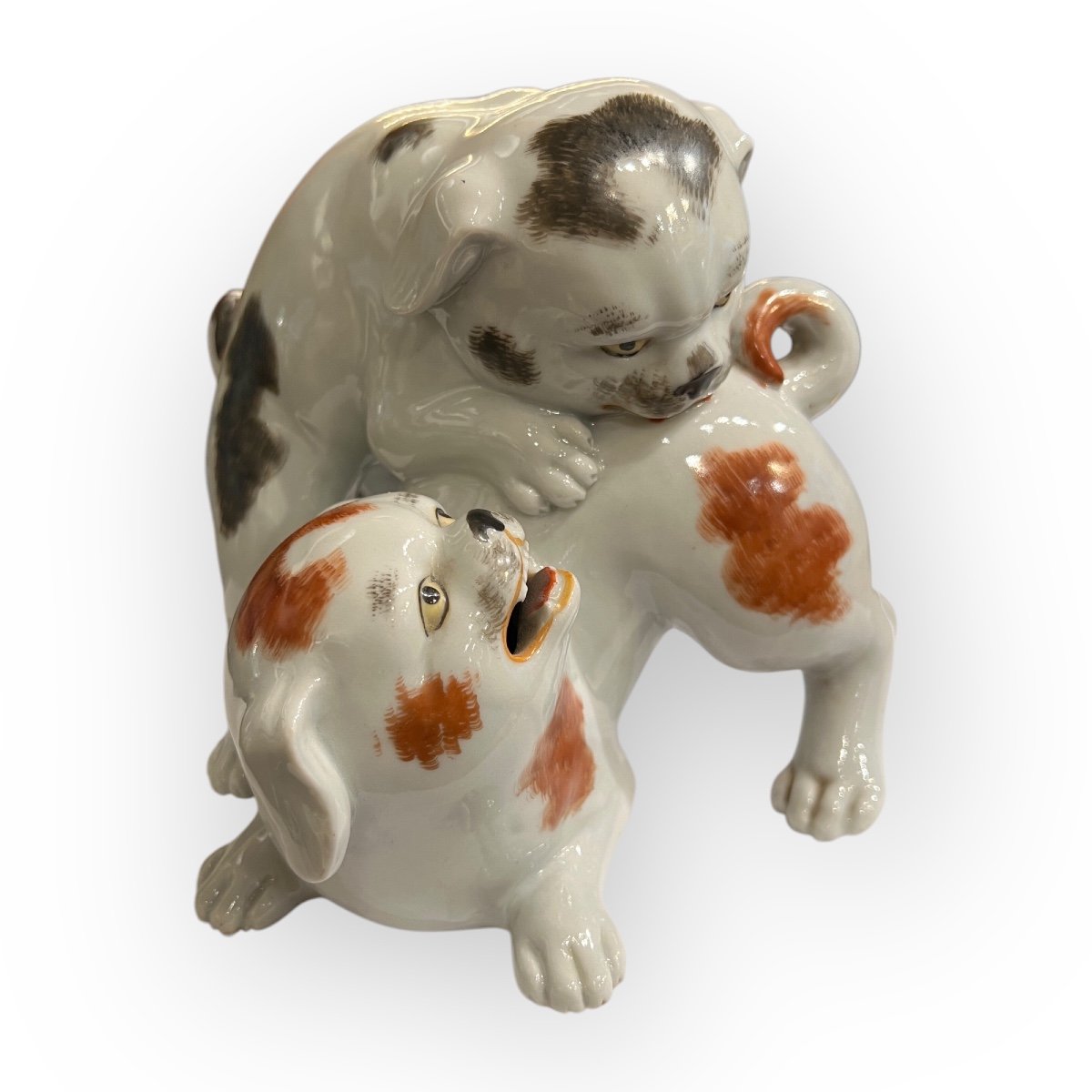 Japon, Deux Petits Chiens, Porcelaine De Kutani, Vers 1900-1920-photo-3