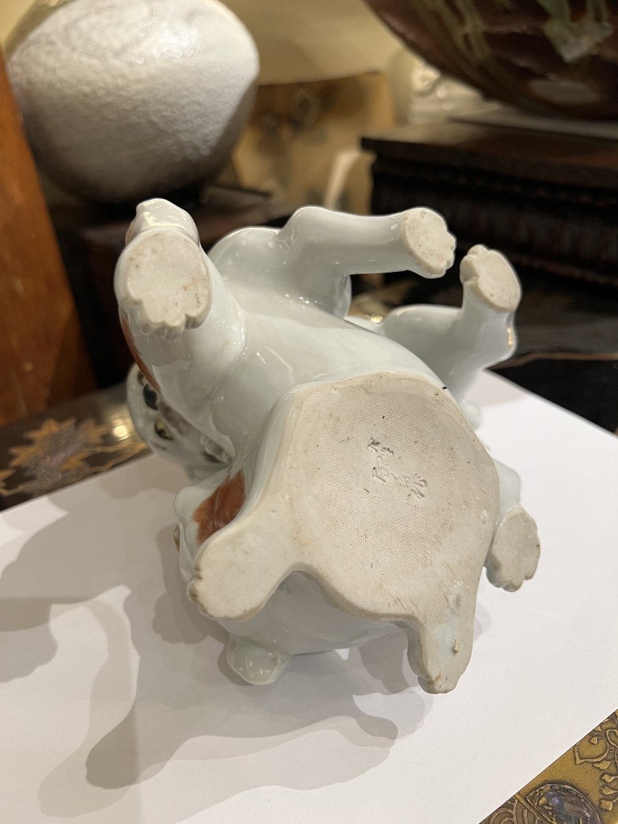 Japon, Deux Petits Chiens, Porcelaine De Kutani, Vers 1900-1920-photo-3