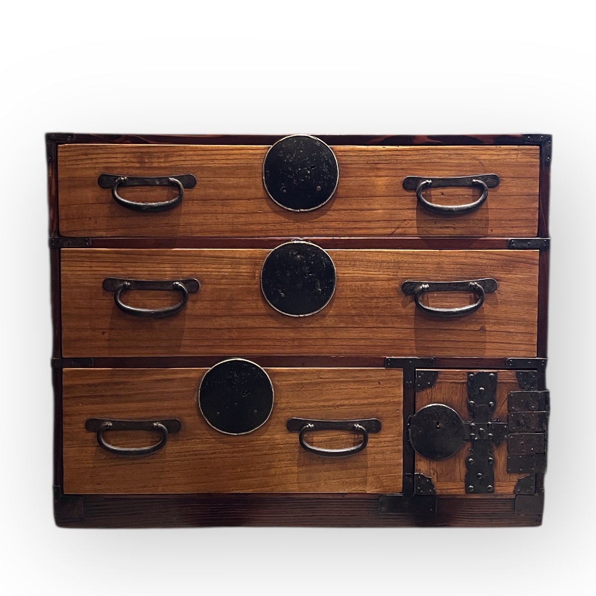 Japanese Tansu / Japanese Chest Of Drawers In Paulownia And Cedar, 19th Century-photo-2