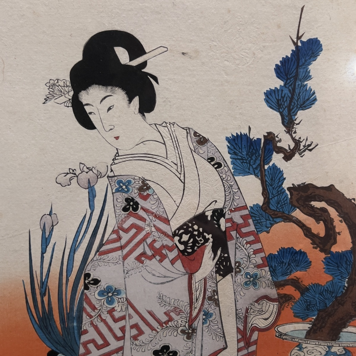 Toyohara Chikanobu (1838-1912) “chiyoda No ōoku: Chanoyu Mawaribana” 3 Meiji Period Prints-photo-2