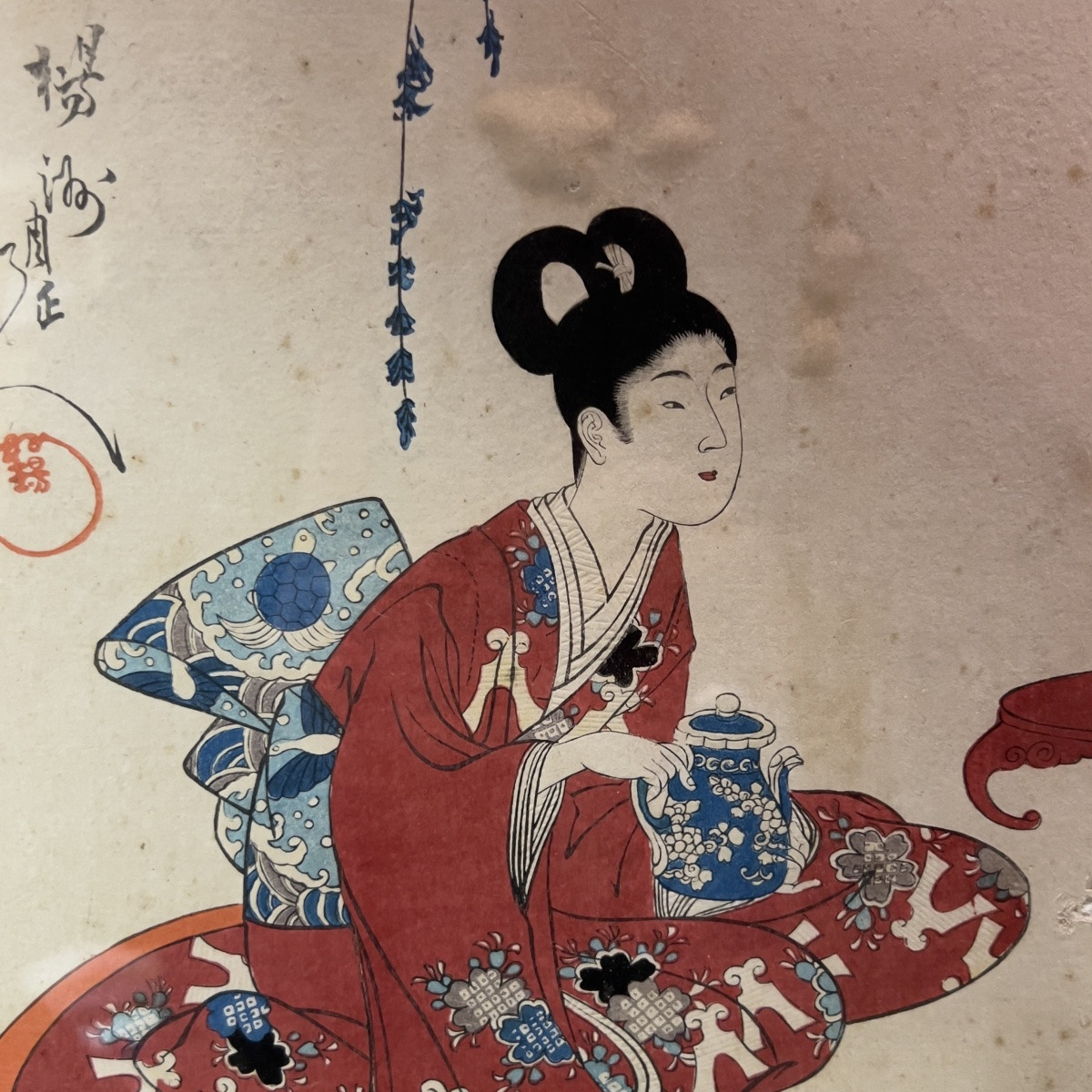 Toyohara Chikanobu (1838-1912) “chiyoda No ōoku: Chanoyu Mawaribana” 3 Meiji Period Prints-photo-4