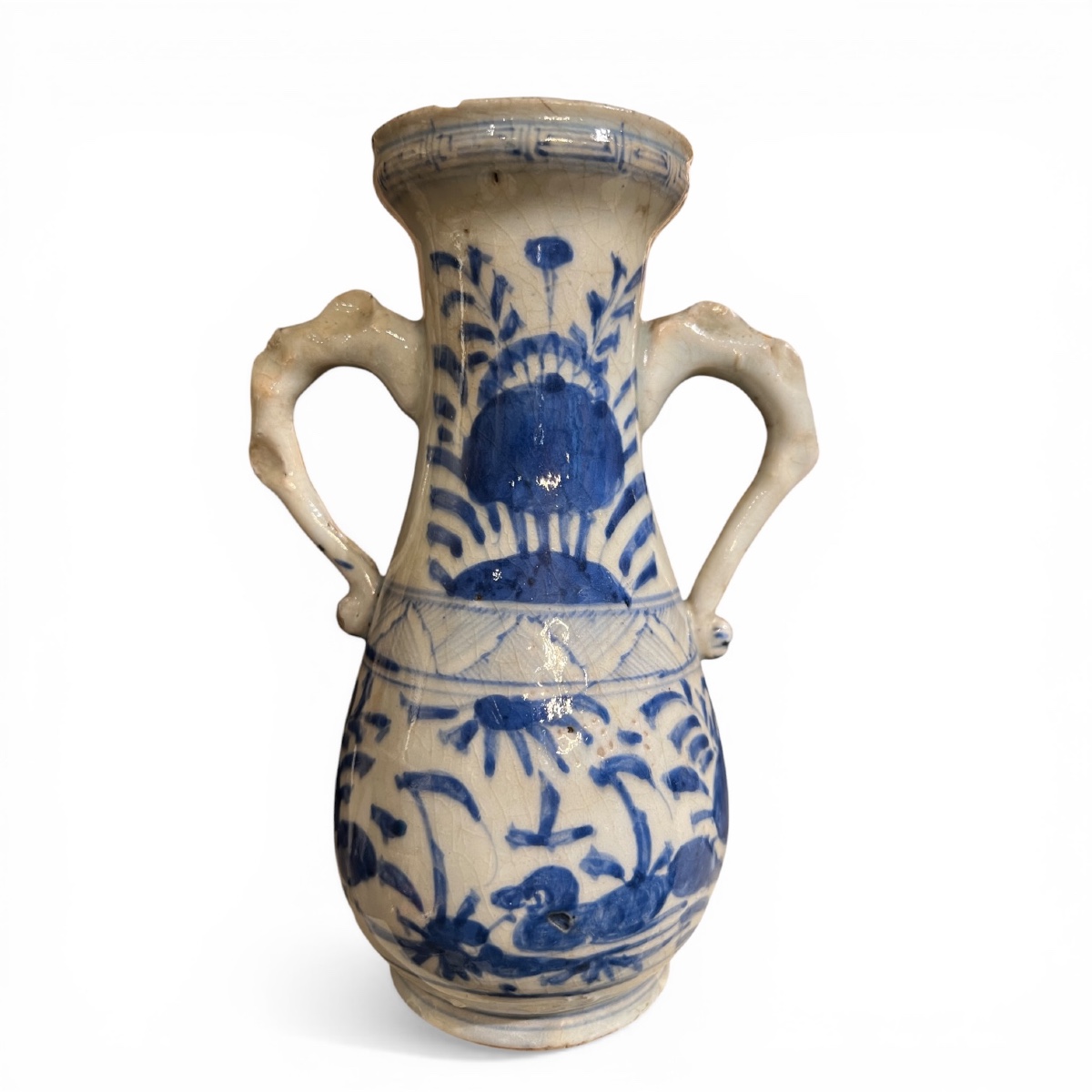 China, Ming Period, Blue-white Porcelain Vase Circa 1600