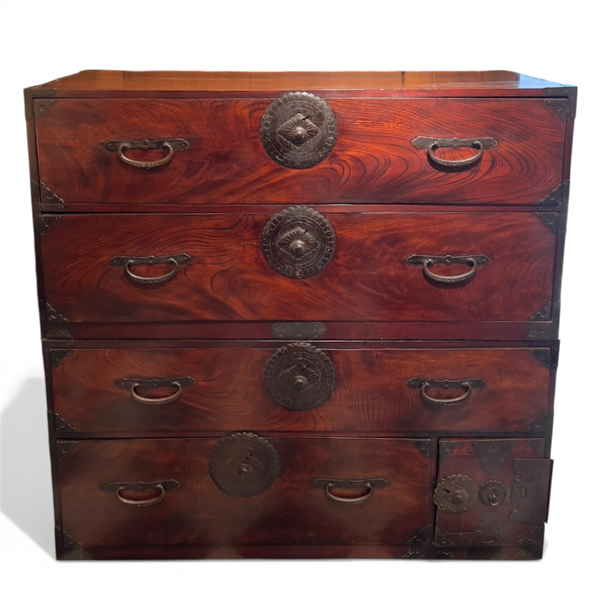 Ishō-dansu japonais du XIXe siècle en deux coffres superposés, commode à vêtements Japonaise