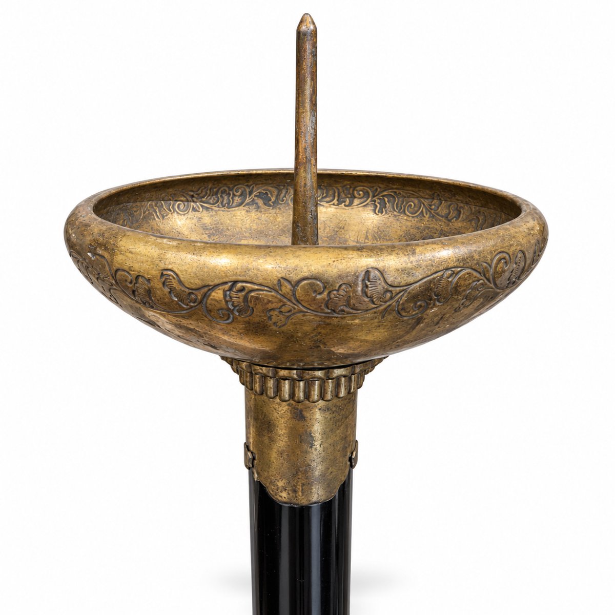 Japon, Paire de grands bougeoirs japonais shokudai en laque noire – Époque Meiji-photo-2