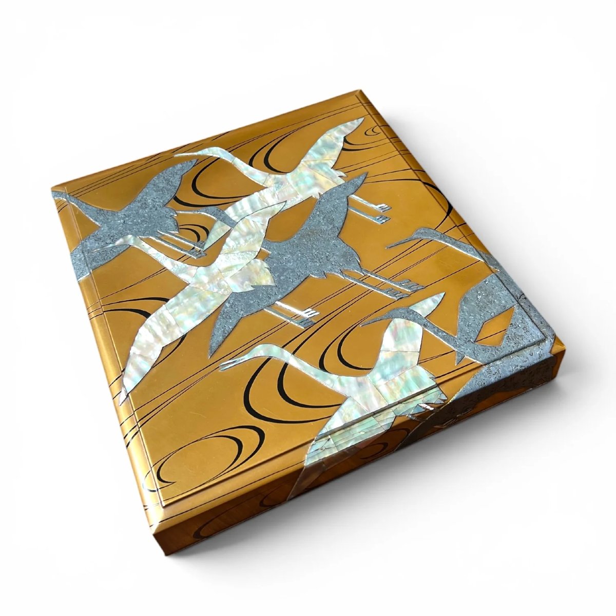  Japanese Lacquered Suzuribako Decorated With Cranes After Kōrin, Heian Zōhiko, Taishō–shōwa-photo-2