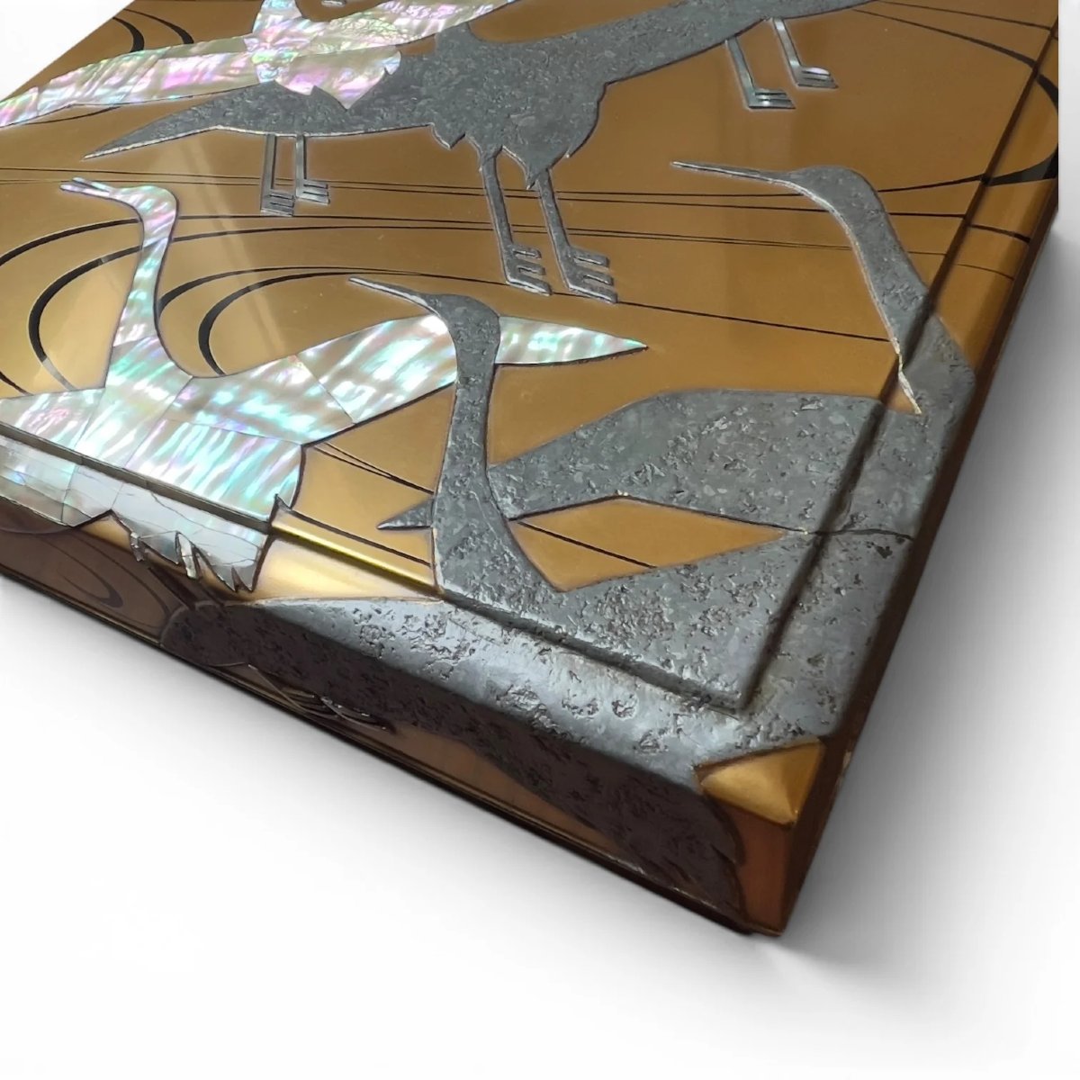  Japanese Lacquered Suzuribako Decorated With Cranes After Kōrin, Heian Zōhiko, Taishō–shōwa-photo-5