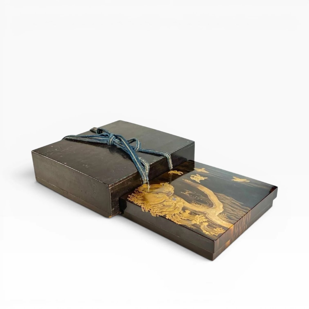 Japan, Lacquered Suzuribako Decorated With Sparrows By The Water, Late Edo–early Meiji Periods-photo-4
