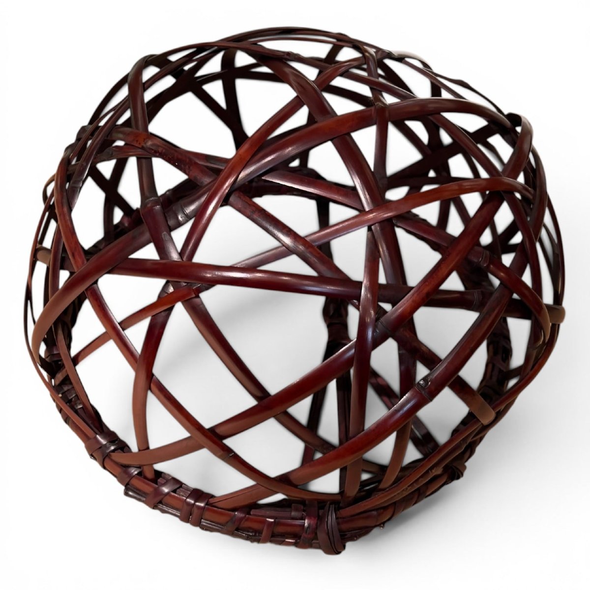 Japan—iida Seiseki—large Bamboo Hanakago Flower Basket, Titled *sora No Shi*-photo-2