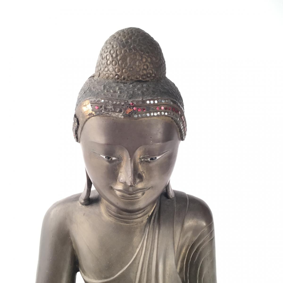 Large Bronze Burmese Buddha -photo-2