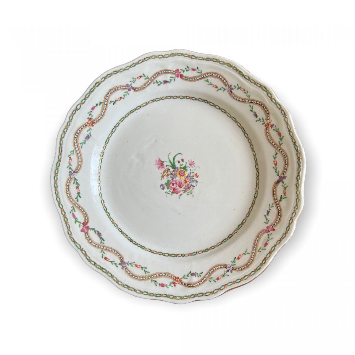 Chinese Export, Compagnie Des Indes, Louis XVI Style Famille Rose Plate, 18th