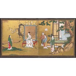 Japanese Screen - The Queen Mother Of The West, Japan, Kano School, Edo Period 18th Century