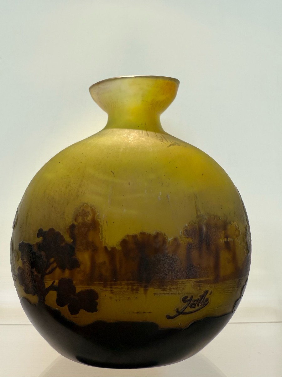 Vase Gallé scènes au bord du lac 