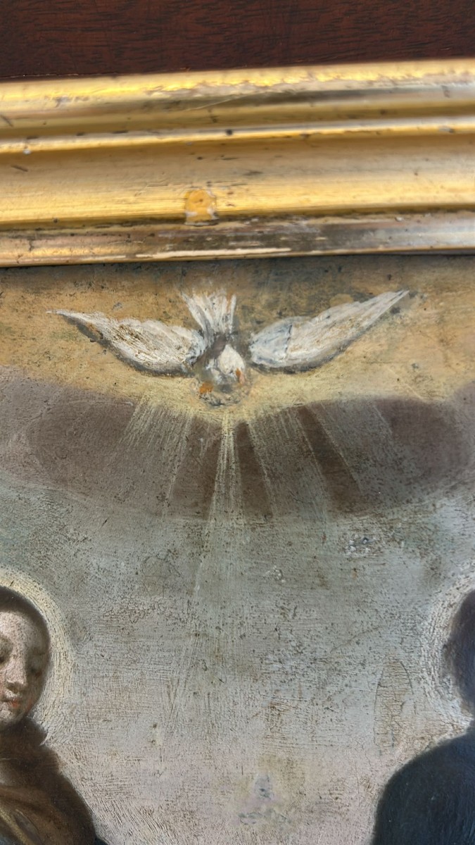 Peinture sur cuivre : la Sainte Famille. XVIIe siècle-photo-2