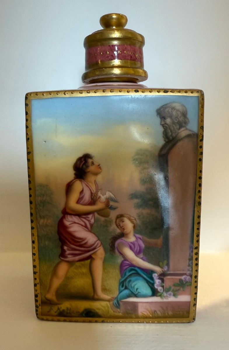 A Vienna Porcelain And Enamel Tea Caddy