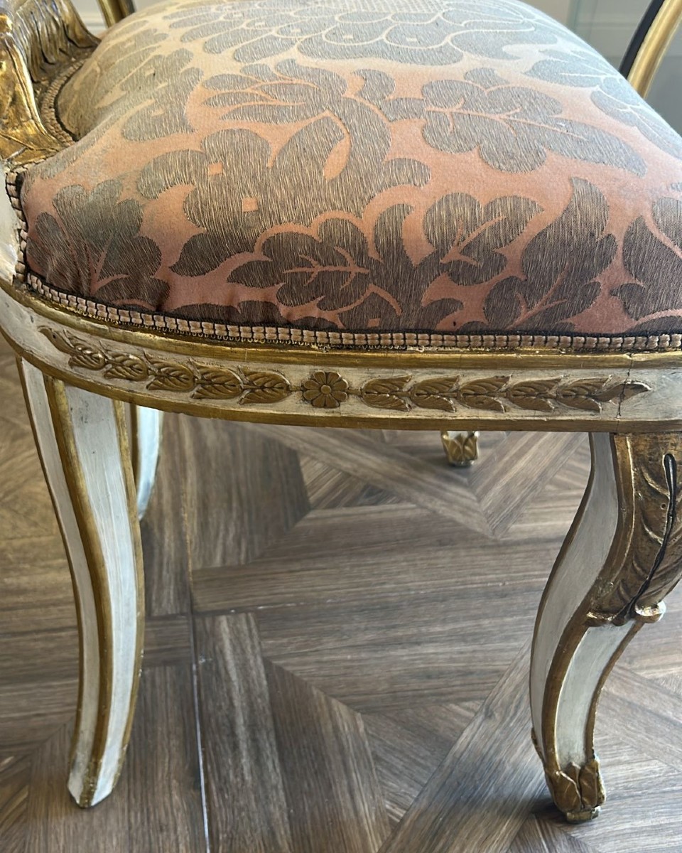 Lacquered And Gold Armchair, Naples, 18th Century-photo-1