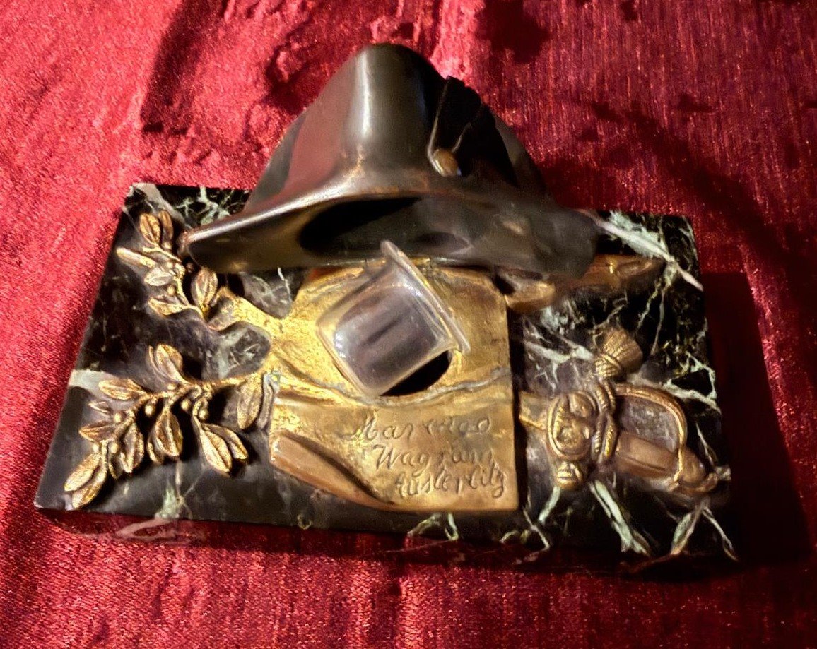 Encrier en bronze et marbre, Napoléon XVIII (1814-1824).-photo-3