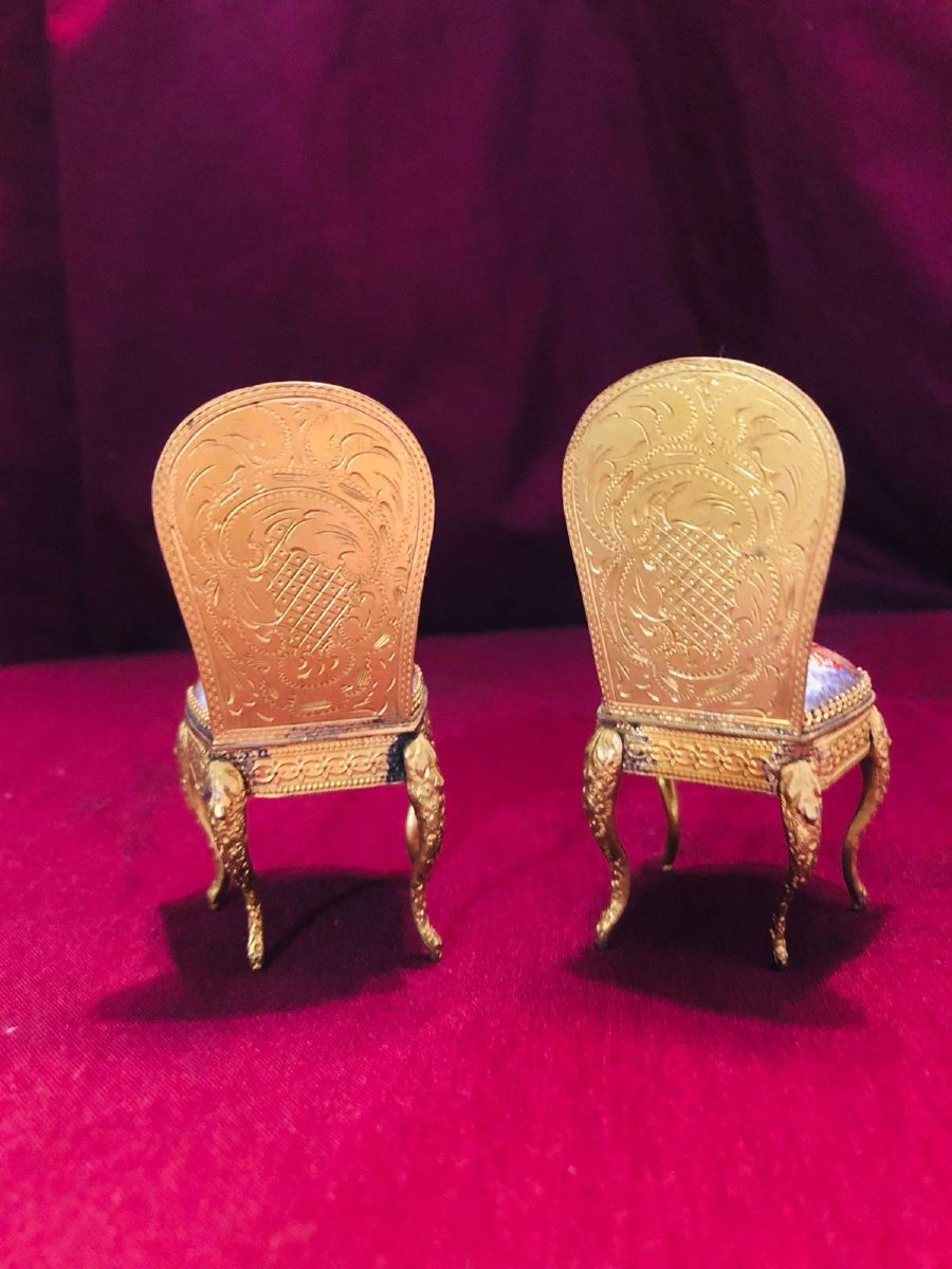A Pair Of Miniature Chairs In Viennese Enamel.-photo-4
