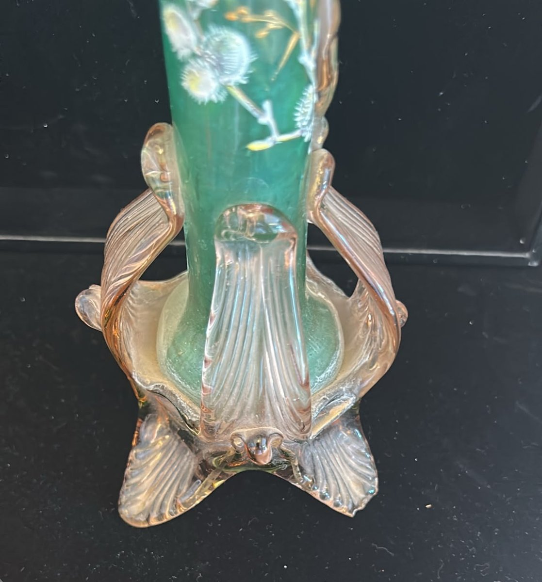 Vase en verre d'art d'époque Art déco. -photo-2
