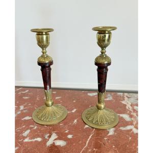 Paire de chandeliers d'époque Empire